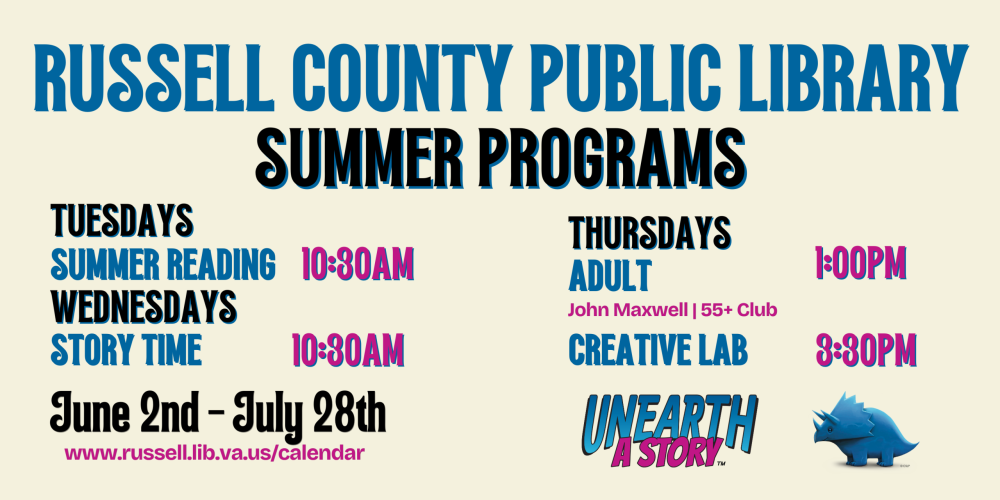 Join us at the Lebanon Library for the Summer Reading Program on Tuesdays at 10:30am, Story Time at 10:30am on Wednesdays, and Creative Lab on Thursdays at 3:30pm. Adults programs are on Thursdays at 1pm.